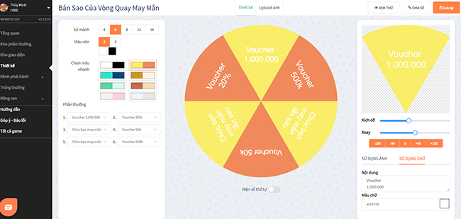 Tự tạo vòng quay may mắn với Woay 4